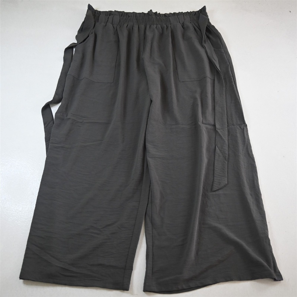 Cueply 4X Gray Pull On Flowyl Wide Leg Womens‎ Pants